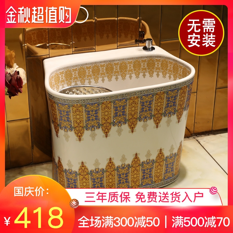 Million birds european-style mop pool under automatic washing mop pool of household ceramic double balcony mop pool without driver