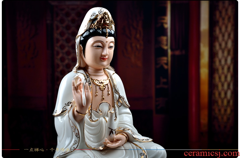 Bm household ceramic Buddha guanyin bodhisattva consecrate Buddha furnishing articles 12 inches paint GuLian avalokitesvara