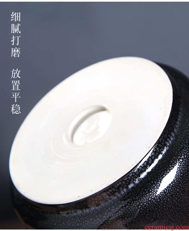 Auspicious edge caddy fixings ceramic large red glaze, a kilo is installed seal storage POTS of tea packaging household