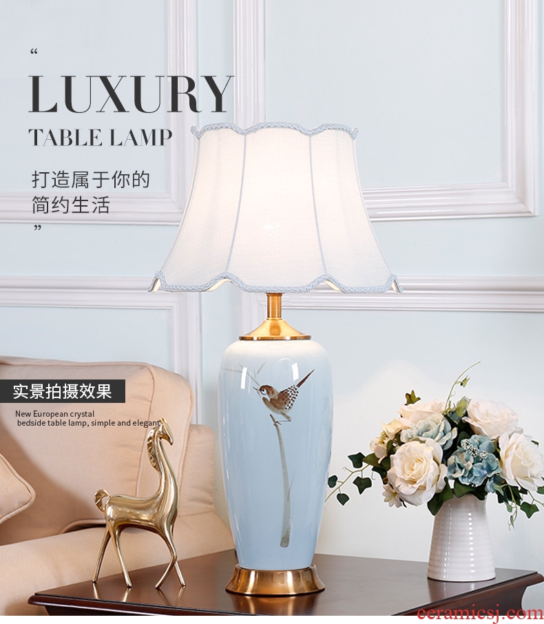 New Chinese style ceramic desk lamp sitting room bedroom berth lamp Chinese wind restoring ancient ways zen hand - made decorative warm all copper lamp