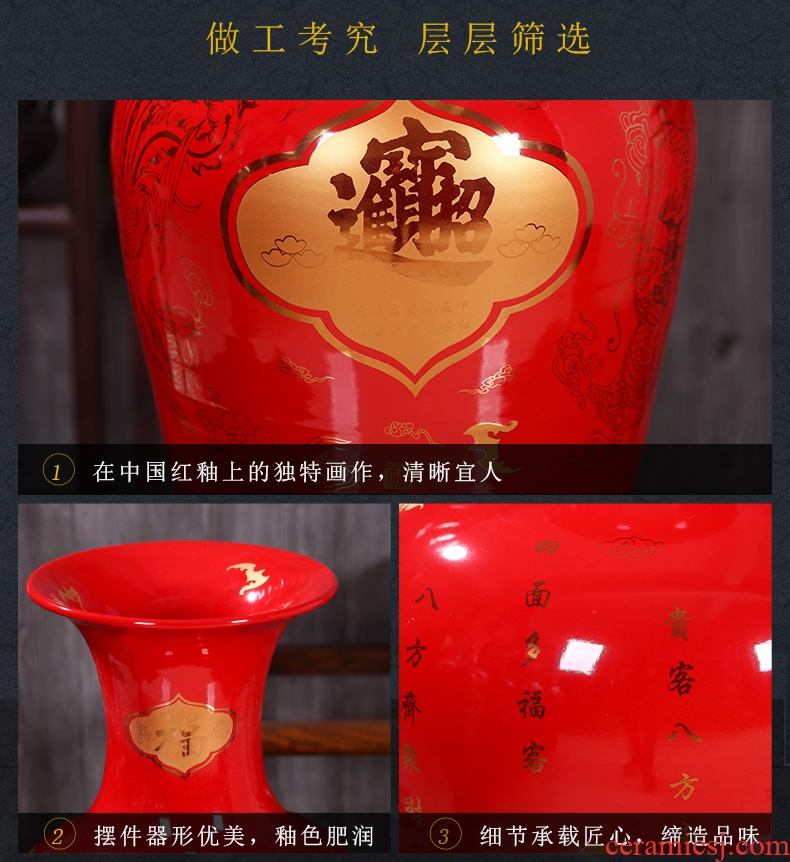 Household vase of new Chinese style restoring ancient ways ceramic creative living room decoration flower arranging containers dry flower is placed big desktop - 583331378830