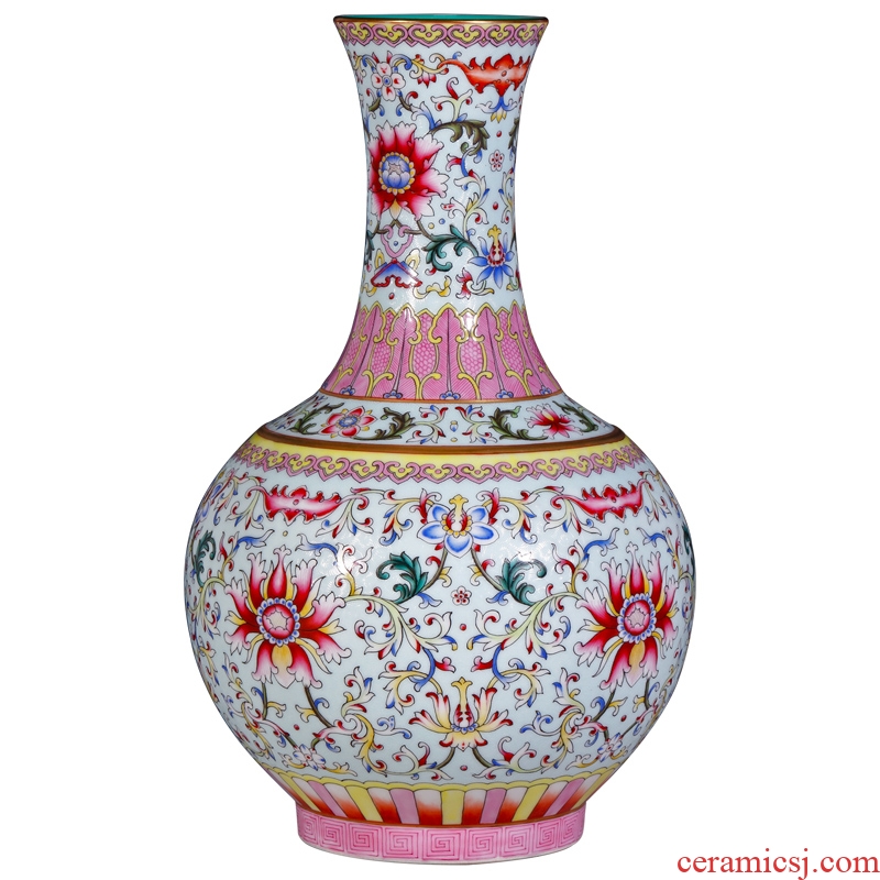 Jingdezhen ceramic antique qing qianlong to hand pick a flower blue bottle of sitting room home decoration collection vases, furnishing articles