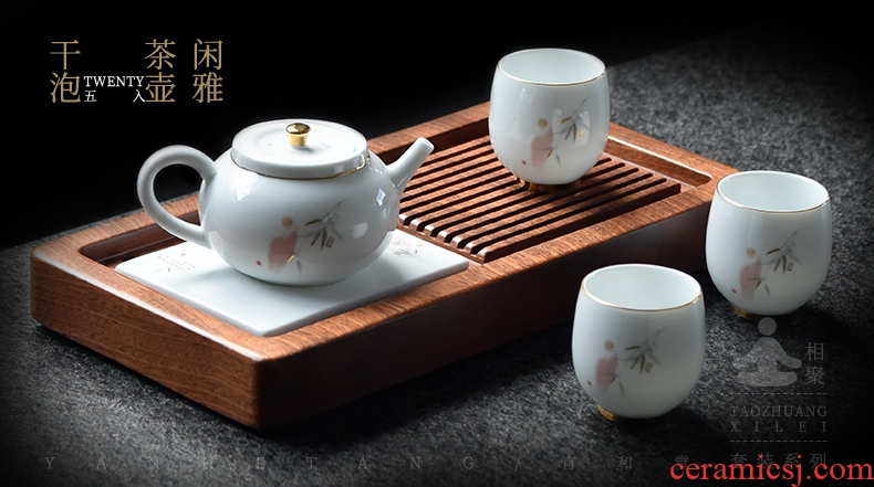 Japanese kung fu tea set # and contracted ceramic teapot teacup suits for home office tea tray was small gift boxes