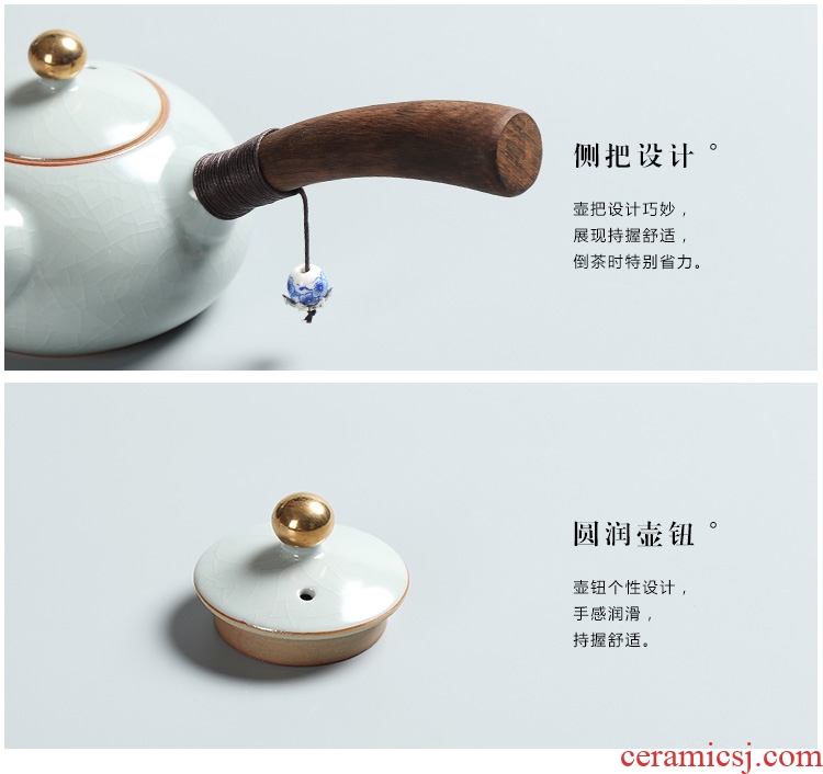 Side as the of your up kung fu tea set ceramic teapot single pot of ebony handle Side filtration pot of the pot of single pot