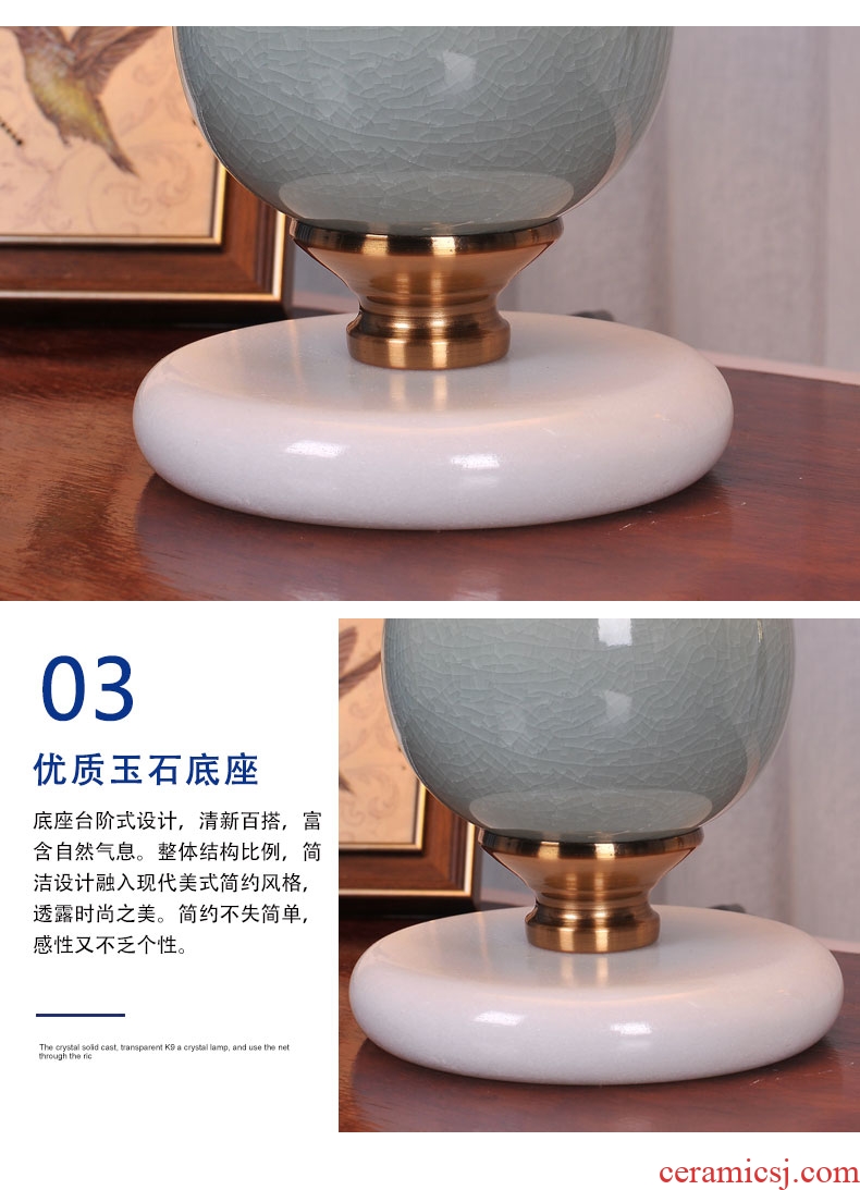 American small desk lamp bedroom nightstand I and contracted ceramic creative a warm and romantic wedding room decoration of remote control