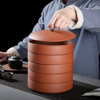 JiaXin household violet arenaceous caddy fixings ceramic tank sealing tank receives puer tea box to receive tea cake box