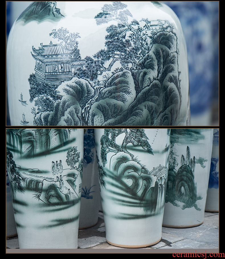 Jingdezhen ceramics furnishing articles sitting room flower vase hand - made scenery of new Chinese style household decoration large TV ark - 22272223477