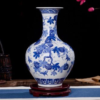 Jingdezhen ceramics antique blue and white porcelain vases, flower, modern home sitting room TV ark, crafts