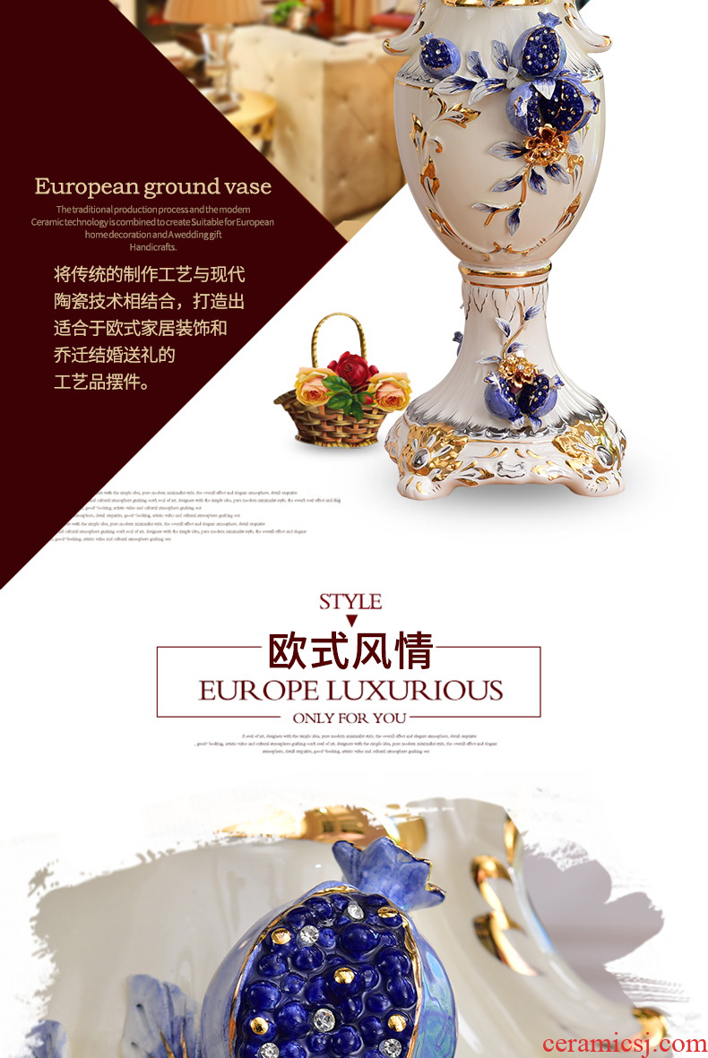 European furnishing articles vase household ceramic wine sitting room of large vase creative China large Roman column planter - 556180906601