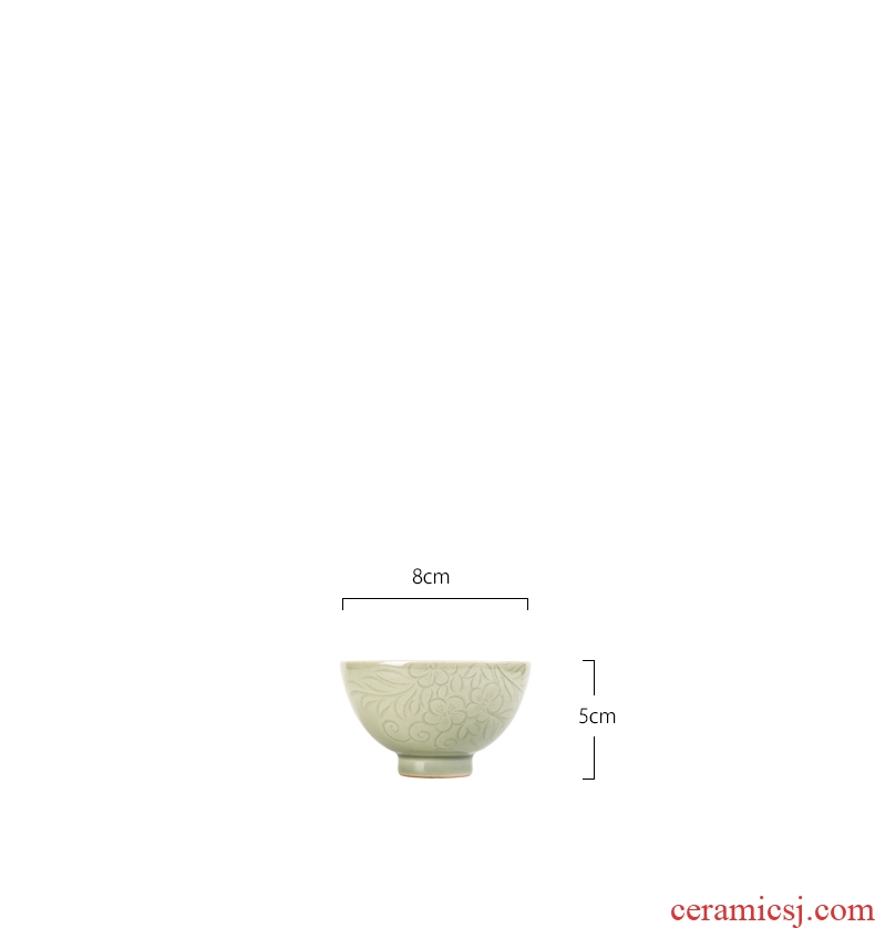 The up and The secret glaze craft master cup single CPU longquan celadon hand - cut sample tea cup ceramic cups a single kung fu