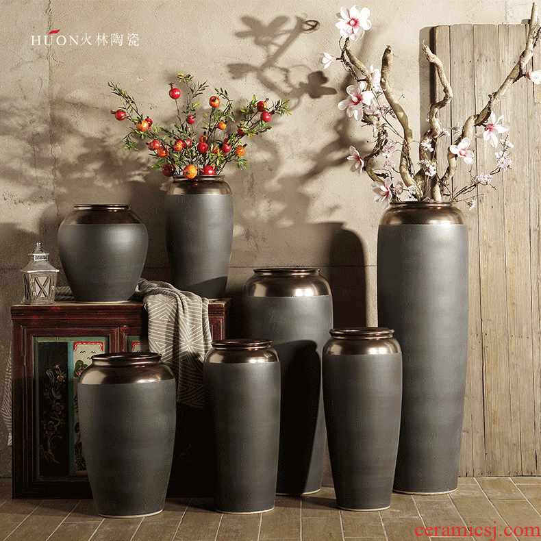 Jingdezhen ceramics of large vase Chinese red paint peony flowers prosperous hotel sitting room adornment is placed - 601209005395