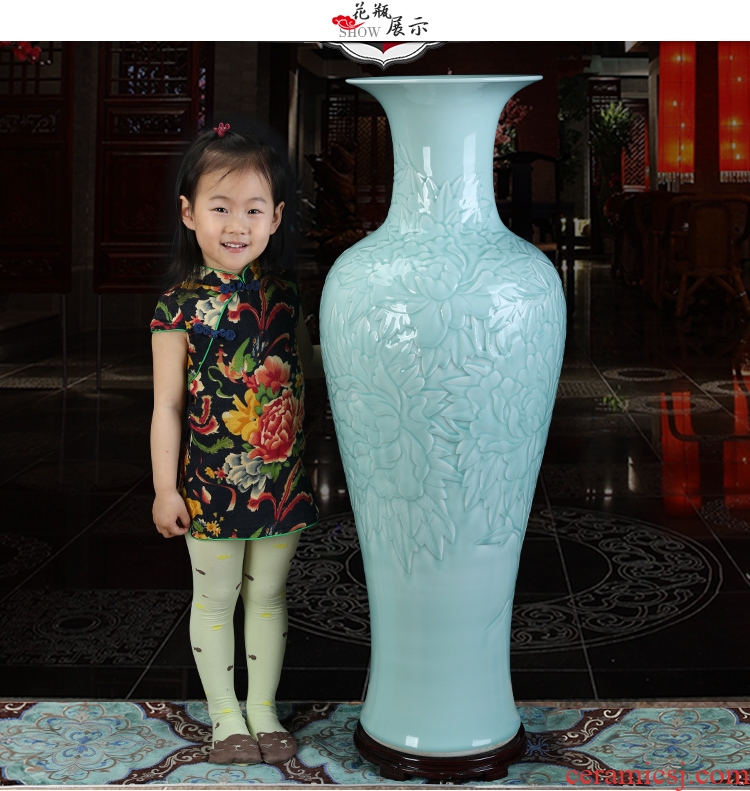 Blue and white porcelain of jingdezhen ceramics landing big vase sitting room adornment is placed hand - made ceramic vase furnishing articles - 602312829806