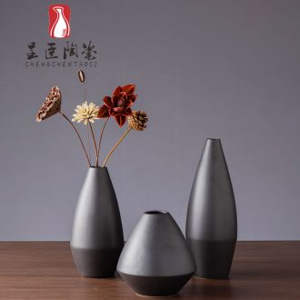Jingdezhen flower arranging furnishing articles of I sitting room porch black contracted ceramic vases, bedroom adornment dried flower vase