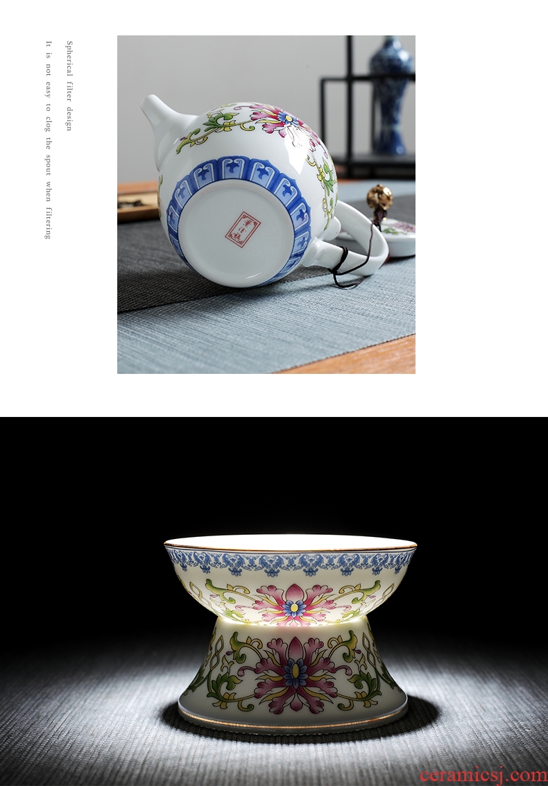 DH jingdezhen archaize home of kung fu tea set a complete set of ceramic powder enamel tureen teapot teacup office