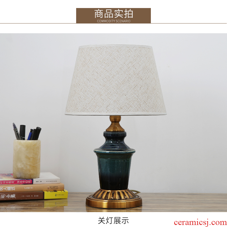 Married married the desk lamp of bedroom the head of a bed lamp American creative living room lamp light the luxury of ceramic cloth art adornment lamps and lanterns