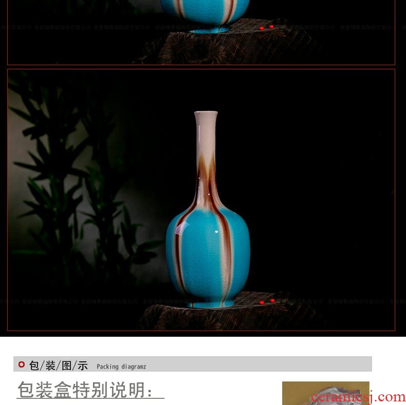 Continuous grain color glaze up porcelain vase when modern ShangBing crack glaze up vase furnishing articles flowers home