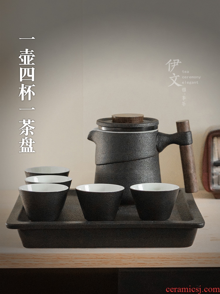Evan ceramic kung fu tea set office home teapot tea tray box in a pot of five cups of a complete set of belt