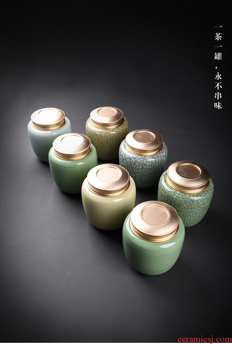 Large seal caddy longquan celadon tea pu 'er portable household ceramic tea pot storage tanks