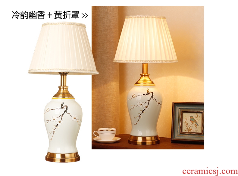 New Chinese style ceramic desk lamp classical home sitting room bedroom study bedroom adornment wedding carried this bedside lamp