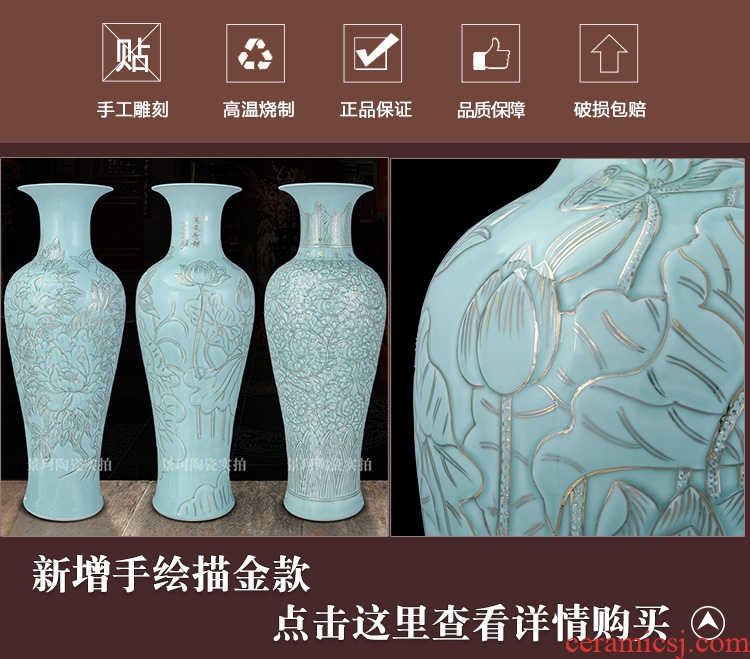 Blue and white porcelain of jingdezhen ceramics landing big vase sitting room adornment is placed hand - made ceramic vase furnishing articles - 602312829806