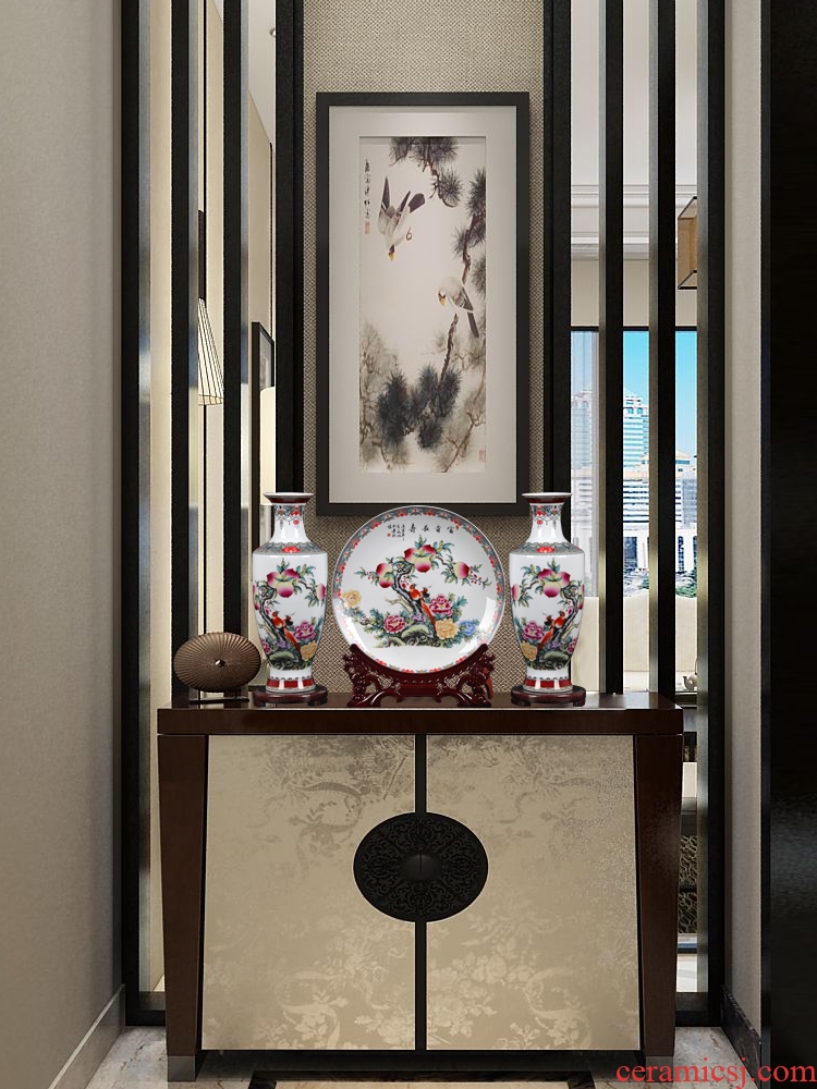 Ceramic vase three - piece furnishing articles sitting room of Chinese style household office flower arranging, jingdezhen decorations arts and crafts