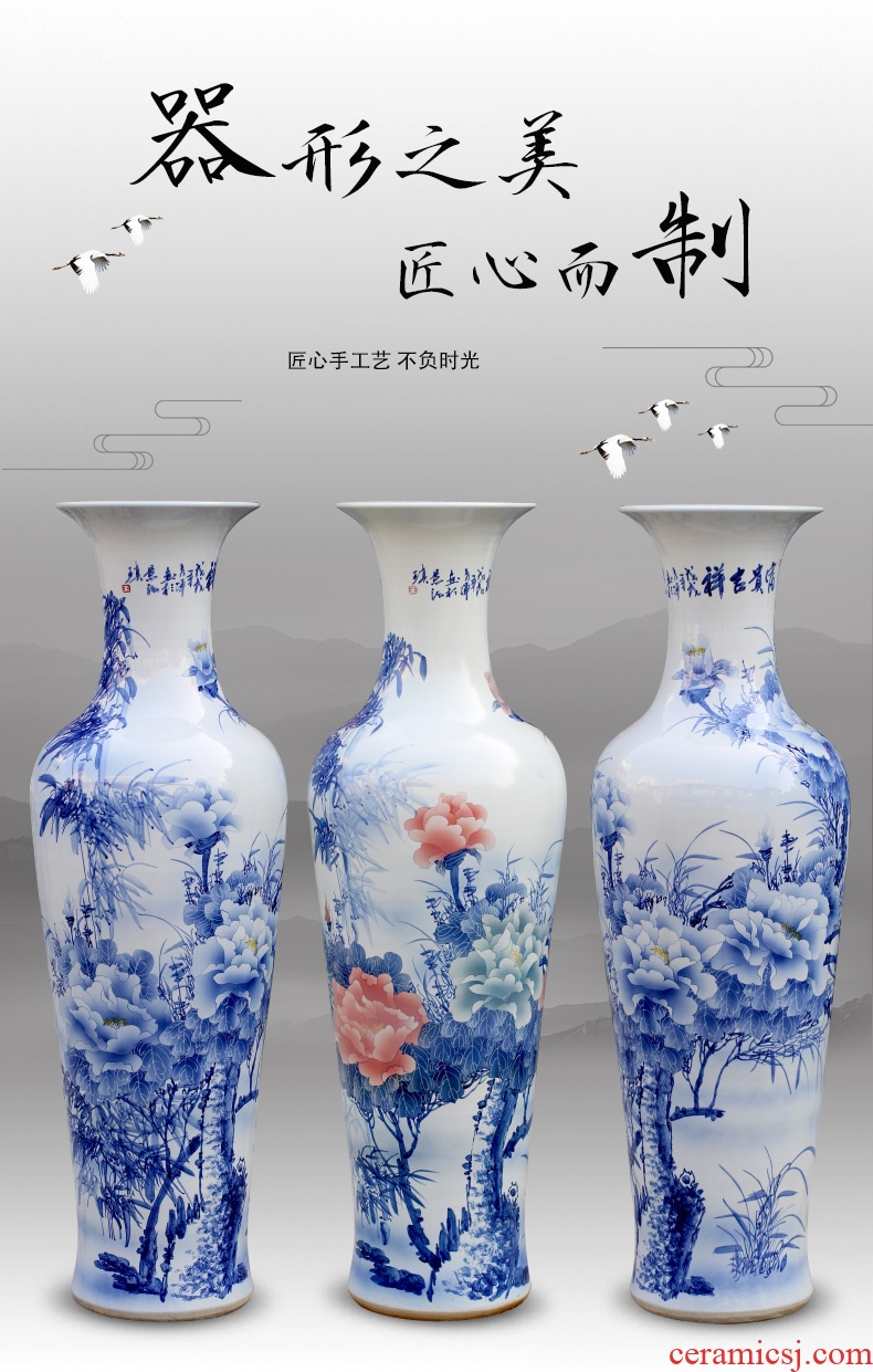 Jingdezhen ceramic large diameter vase furnishing articles Nordic light key-2 luxury home new Chinese flower arranging sitting room adornment flowers - 586485215973
