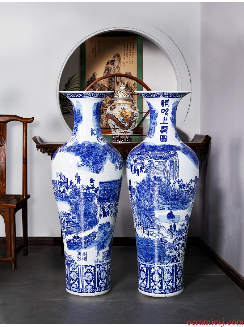 Jingdezhen ceramics archaize guest-greeting pine of large blue and white porcelain vase home sitting room adornment is placed large - 8880961480