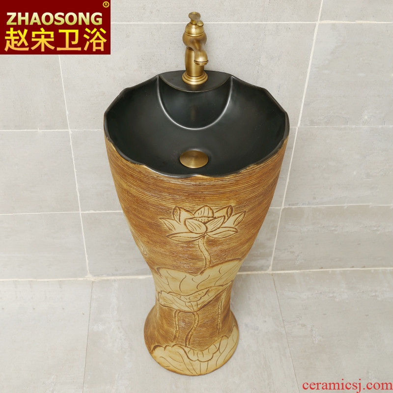 Pottery and porcelain of song dynasty household one-piece pillar lavabo basin home floor toilet lavatory basin of a home stay facility