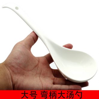 Package mail hotel household white ceramic tableware tablespoons long handle ladle porridge spoon big spoon, soup spoon