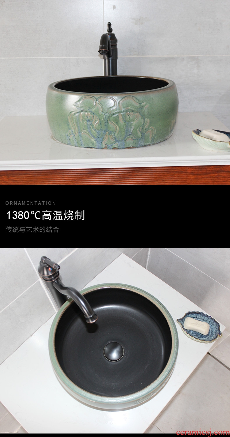American ceramic stage basin large toilet lavabo restoring ancient ways round face basin of household of Chinese style of art