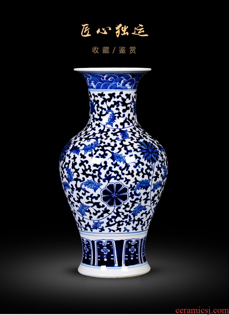 Jingdezhen ceramics manual hand - made bright future of large blue and white porcelain vase sitting room hotel decoration furnishing articles - 605423614430