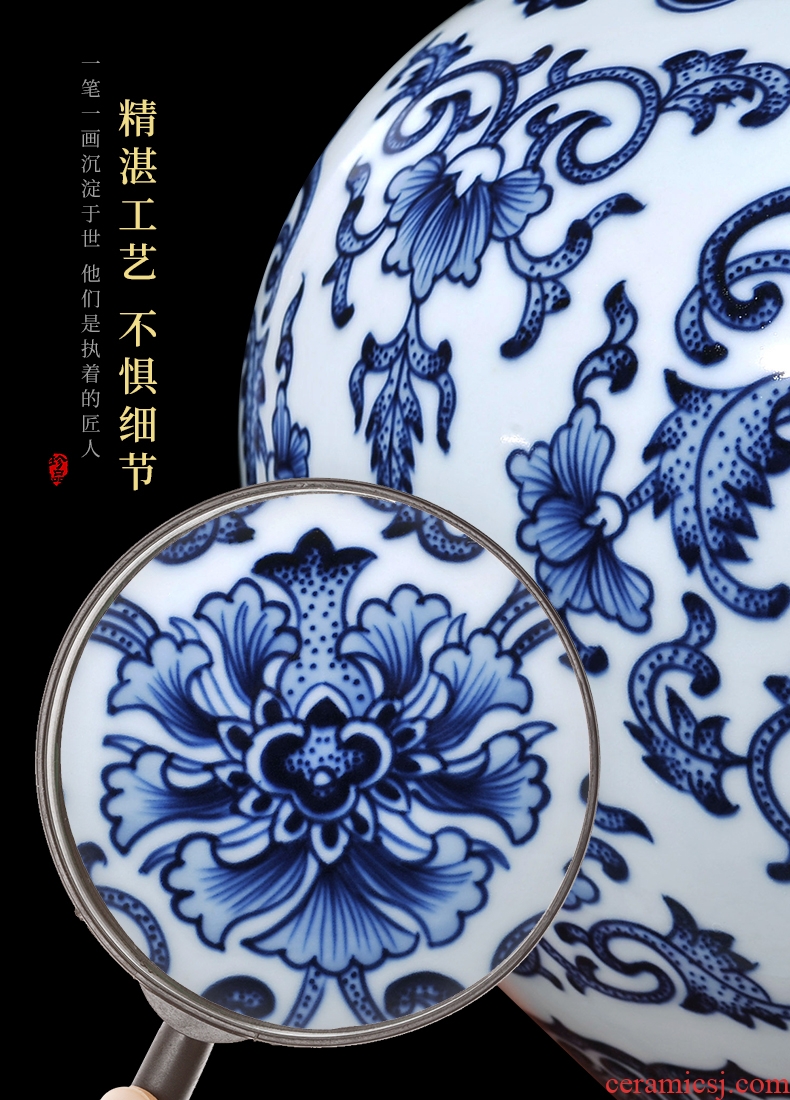 Jingdezhen ceramics of large vases, flower arranging large new Chinese style home sitting room adornment TV ark, furnishing articles - 600305564220