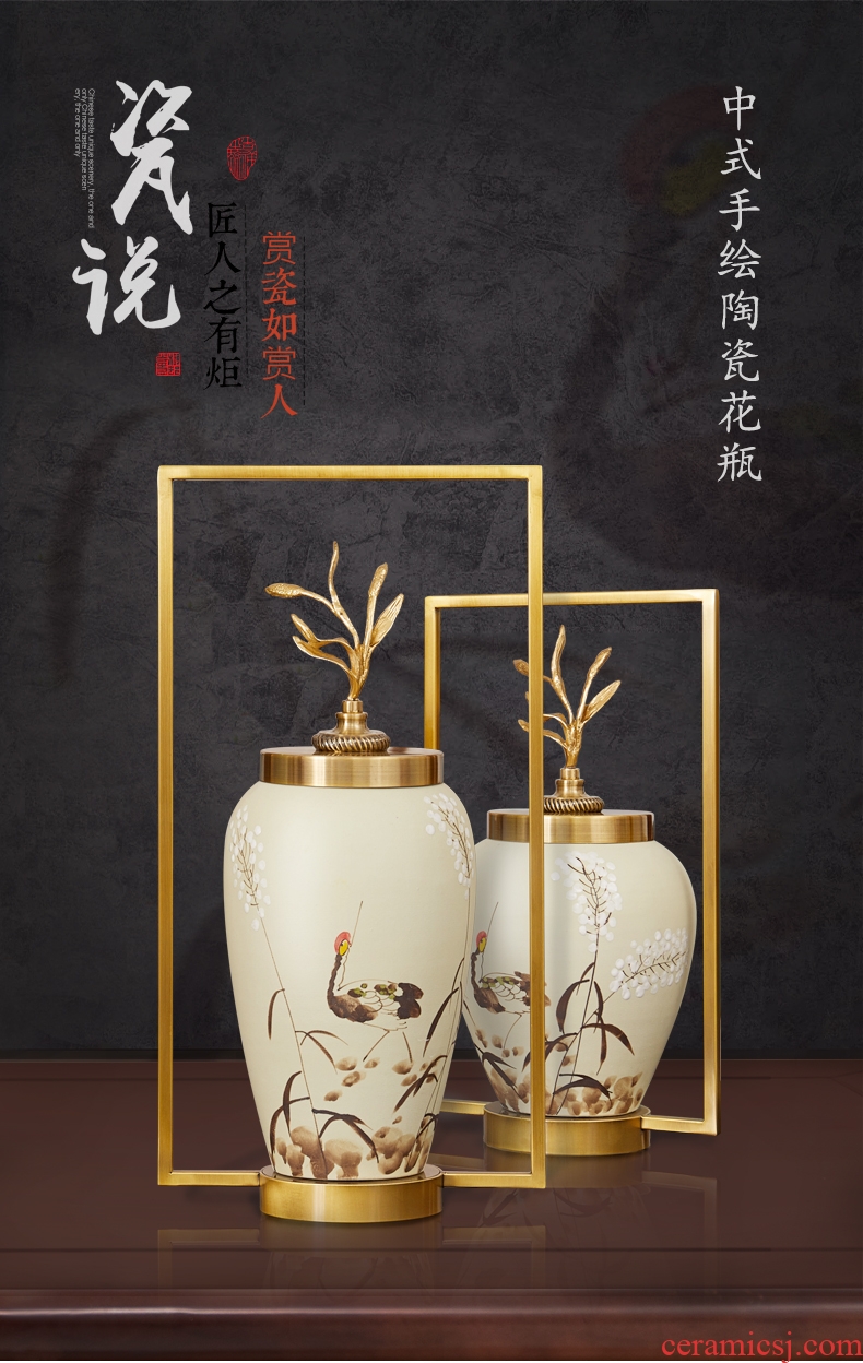 The New Chinese vase large dried flower adornment furnishing articles home sitting room ground of jingdezhen ceramic art hotel decoration - 597347045669