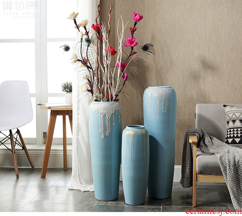 Archaize of large blue and white porcelain vase furnishing articles of jingdezhen ceramic sitting room of Chinese style household flower decoration - 598117661249
