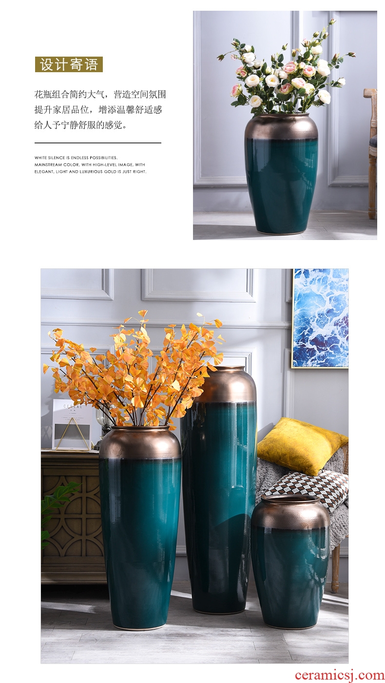 Retro ceramic vases, flower arrangement sitting room place I and contracted large ground vase floral decoration villa garden - 602894898559