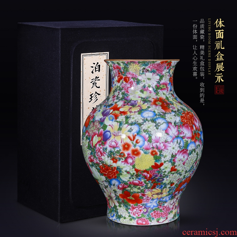 Jingdezhen ceramics sitting room porch Chinese style household adornment bedroom TV cabinet table vase collection furnishing articles