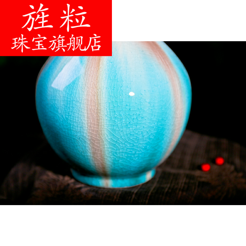 Continuous grain color glaze up porcelain vase when modern ShangBing crack glaze up vase furnishing articles flowers home