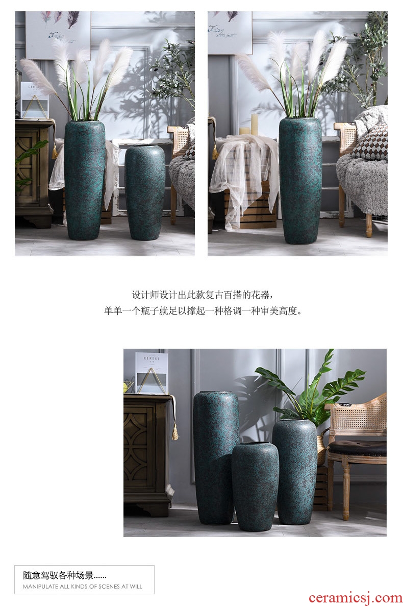 Jingdezhen ceramic floor vase modern European household soft adornment sitting room hotel villa place big vase - 603349256774