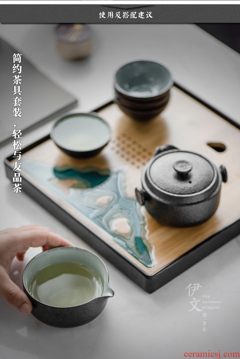 Even travel ceramic kung fu tea set the teapot tea tray was home office of a complete set of gift boxes crack cup