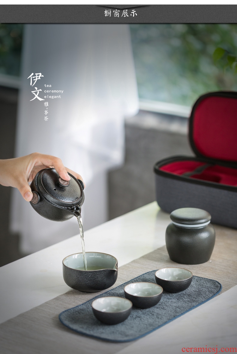 Even household ceramics kung fu tea set office gift boxes portable small crack cup of a complete set of the teapot