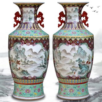 Jingdezhen ceramic hand - made landscape painting big vase household stores sitting room be born Chinese penjing opening gifts