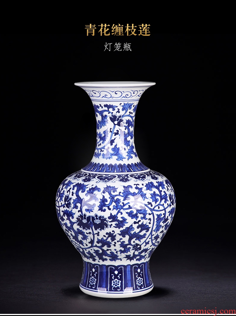 Jingdezhen ceramics China red bottle gourd f peach ground vase large Chinese style living room decoration furnishing articles - 600316827946