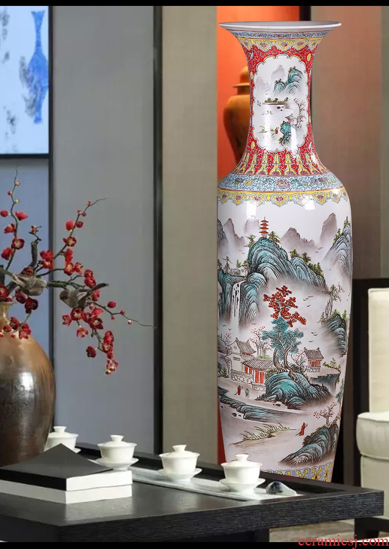 Jingdezhen ceramic new Chinese vase furnishing articles sitting room put lucky bamboo straight meat potted flower art more big planter - 594311202567