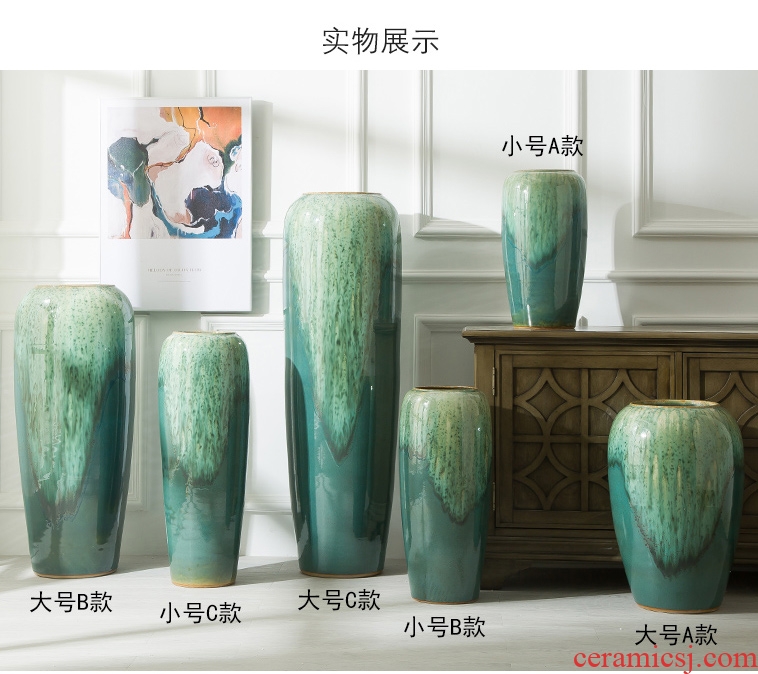 Jingdezhen ceramics archaize ears of large blue and white porcelain vase sitting room adornment of new Chinese style porch place - 585521808315