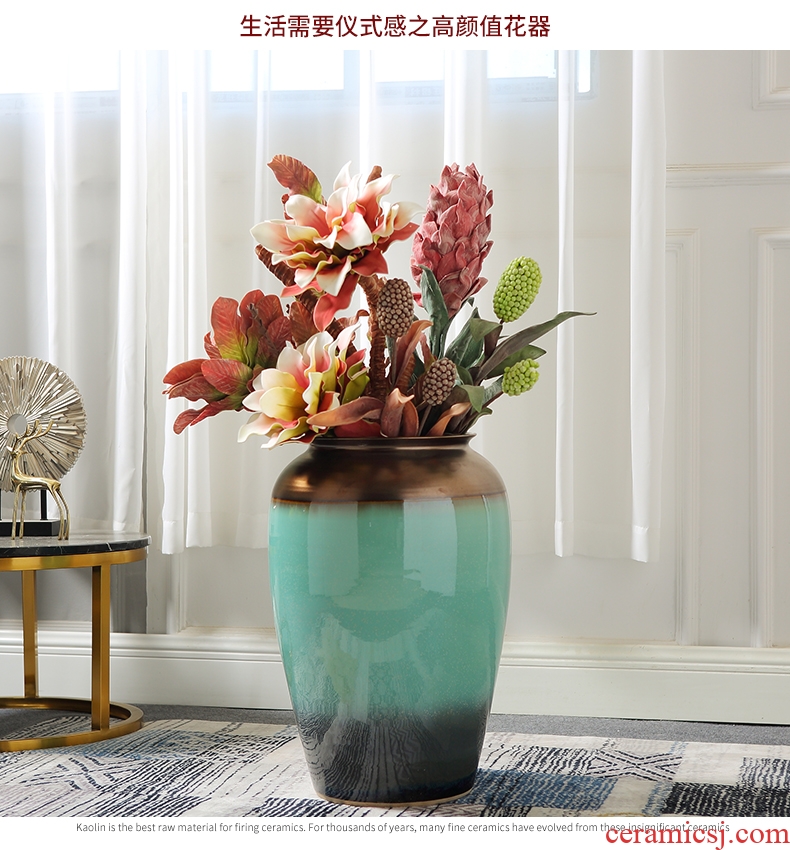 Jingdezhen ceramic vases, flower arrangement sitting room ground large dried flowers, white ceramic porcelain ornaments porch decoration - 600624266456