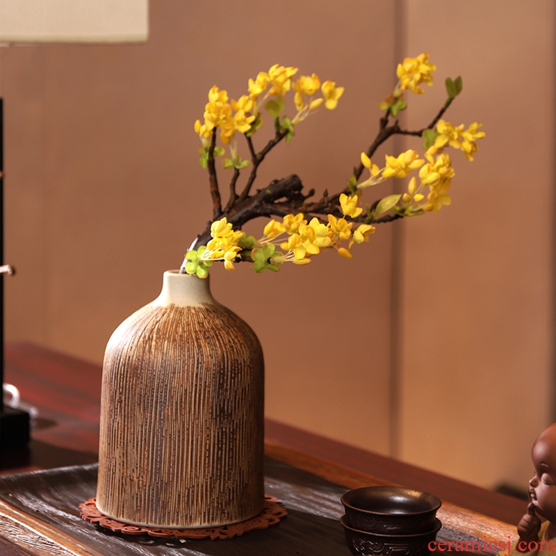 Ceramic POTS dry flower vase planting soil restoring ancient ways is sitting room decorate ceramic flower implement zen coarse TaoYingChun floral decorations