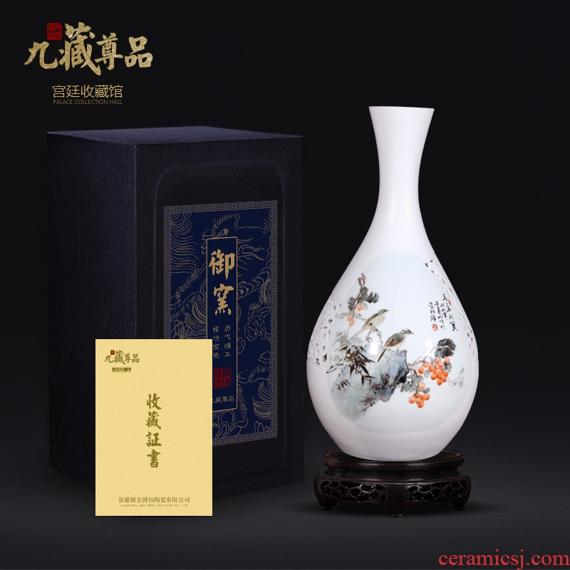 Jingdezhen ceramics dong-ming li hand-painted enamel vase Chinese style living room porch decoration crafts are arranging flowers