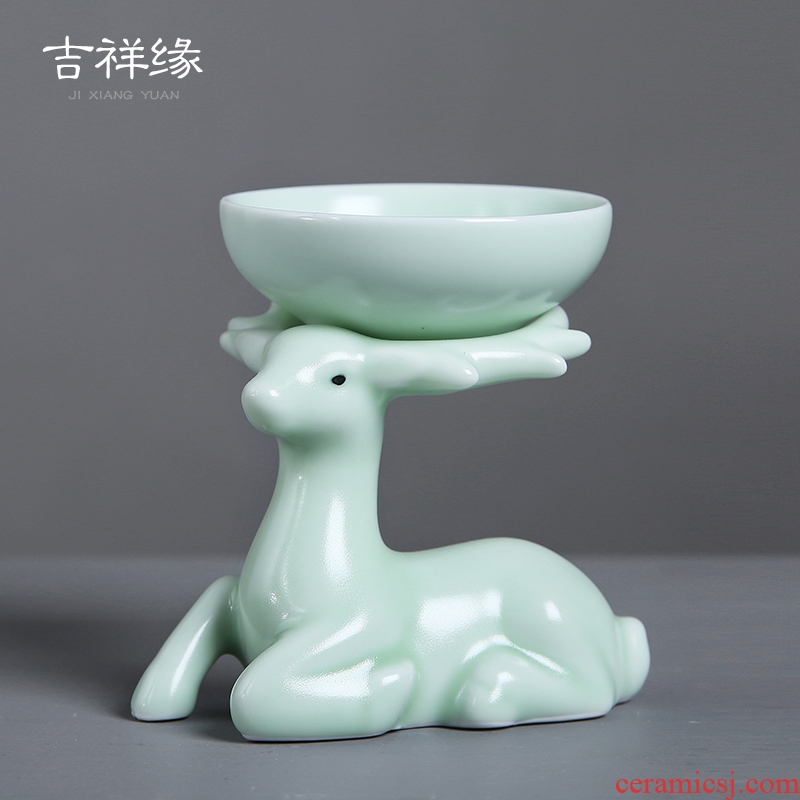 Auspicious deer) edge, hi tea filter creative ceramic filter tea tea tea accessories furnishing articles)