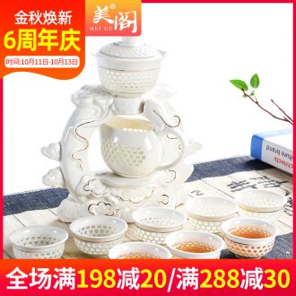 Besides beautiful pavilion contracted lazy household kung fu tea set tea ware ceramic teapot semi automatic restoring ancient ways