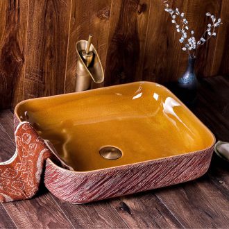 The stage basin of jingdezhen ceramic wash dish rectangular creative household retro hotel bathroom art The pool that wash a face